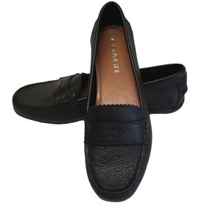 NWOT COACH LEATHER FLATS BLACK ODETTE SIZE 7B
